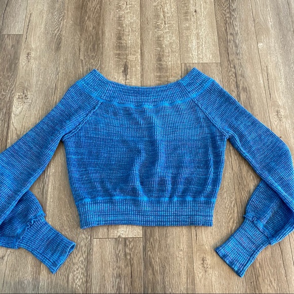 Free People Blue Knit Crop Top - Picture 2 of 10